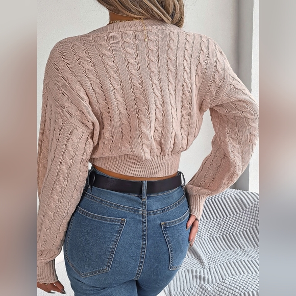 Twisted Cable-Knit V-Neck Sweater 20% OFF With Discounted Shipping - Picture 2 of 3